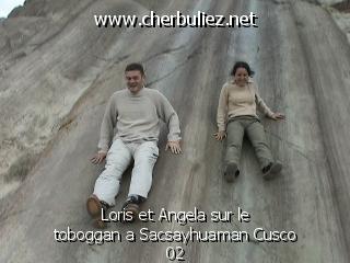 légende: Loris et Angela sur le toboggan a Sacsayhuaman Cusco 02
qualityCode=raw
sizeCode=half

Données de l'image originale:
Taille originale: 132200 bytes
Heure de prise de vue: 2003:07:17 11:50:39
Largeur: 640
Hauteur: 480
